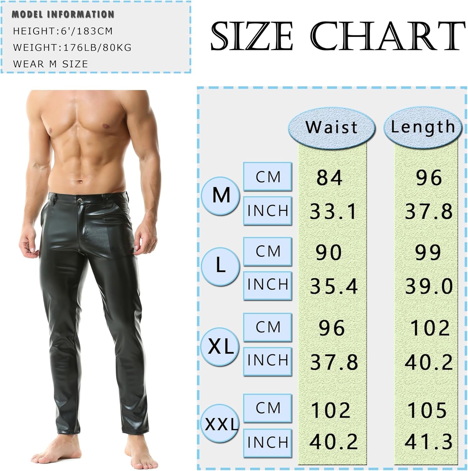 Vegan PU Leather Wetlook Leggings Men