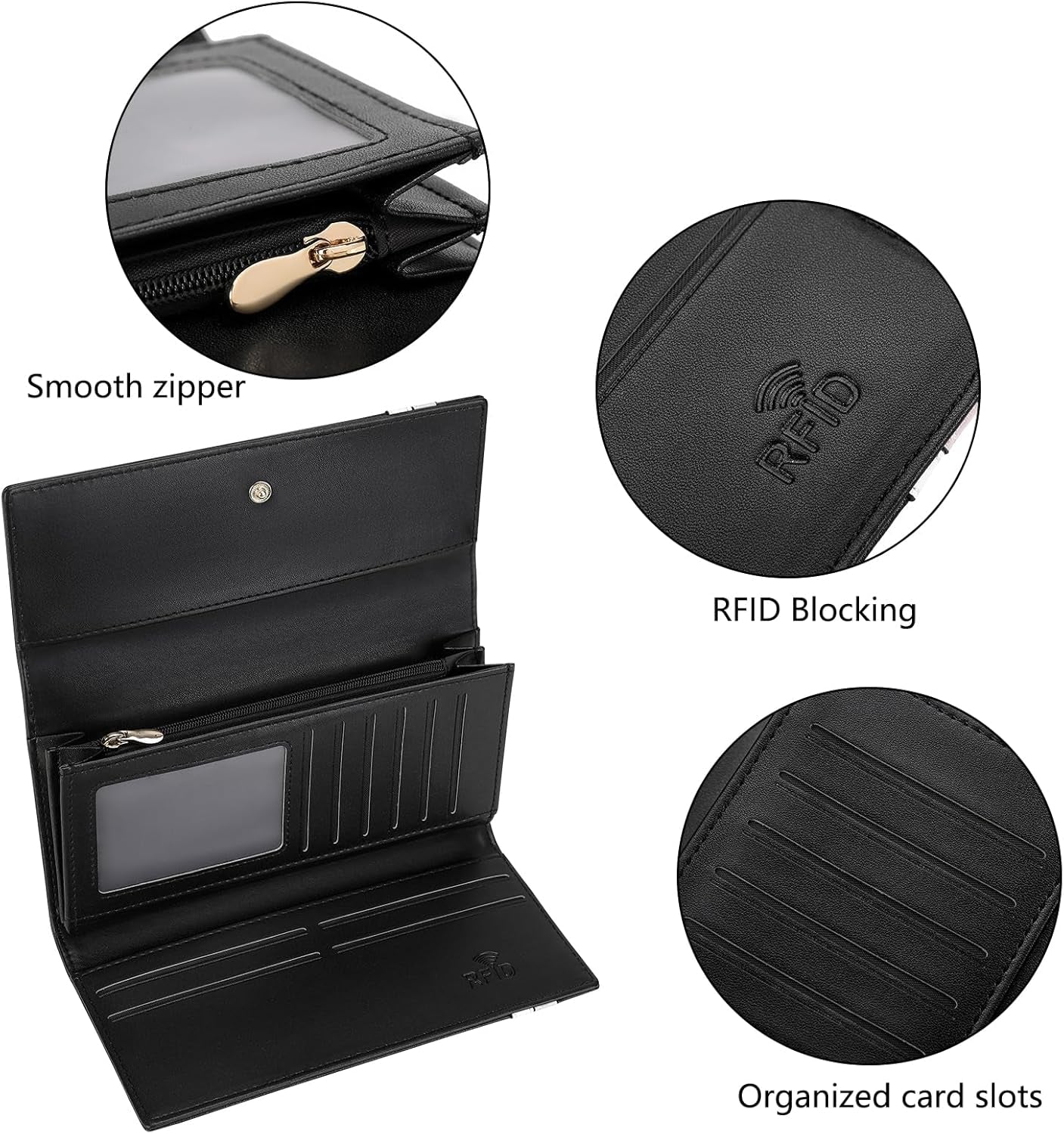 Vegan Leather Slim Wallet Damen with RFID