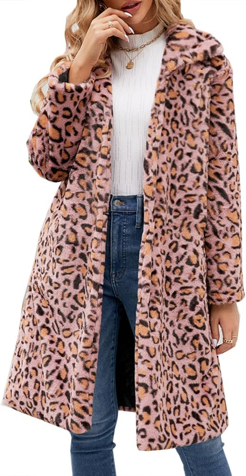 Vegan Faux Fur Leopard Coat Women