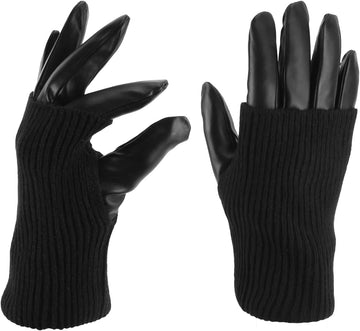 Vegan PU Leather Long Sleeve Women Glove