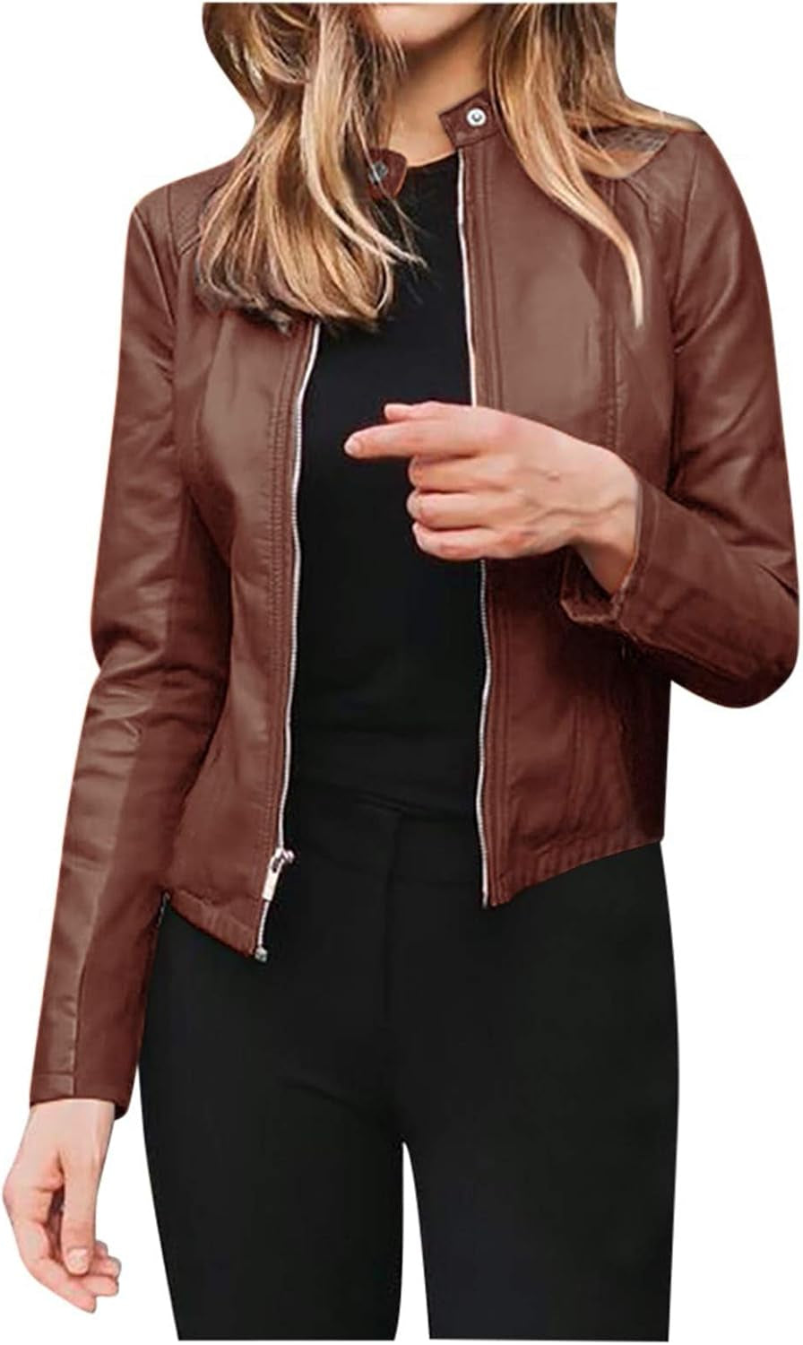 Vegan Faux Leather Biker Jacket Damen