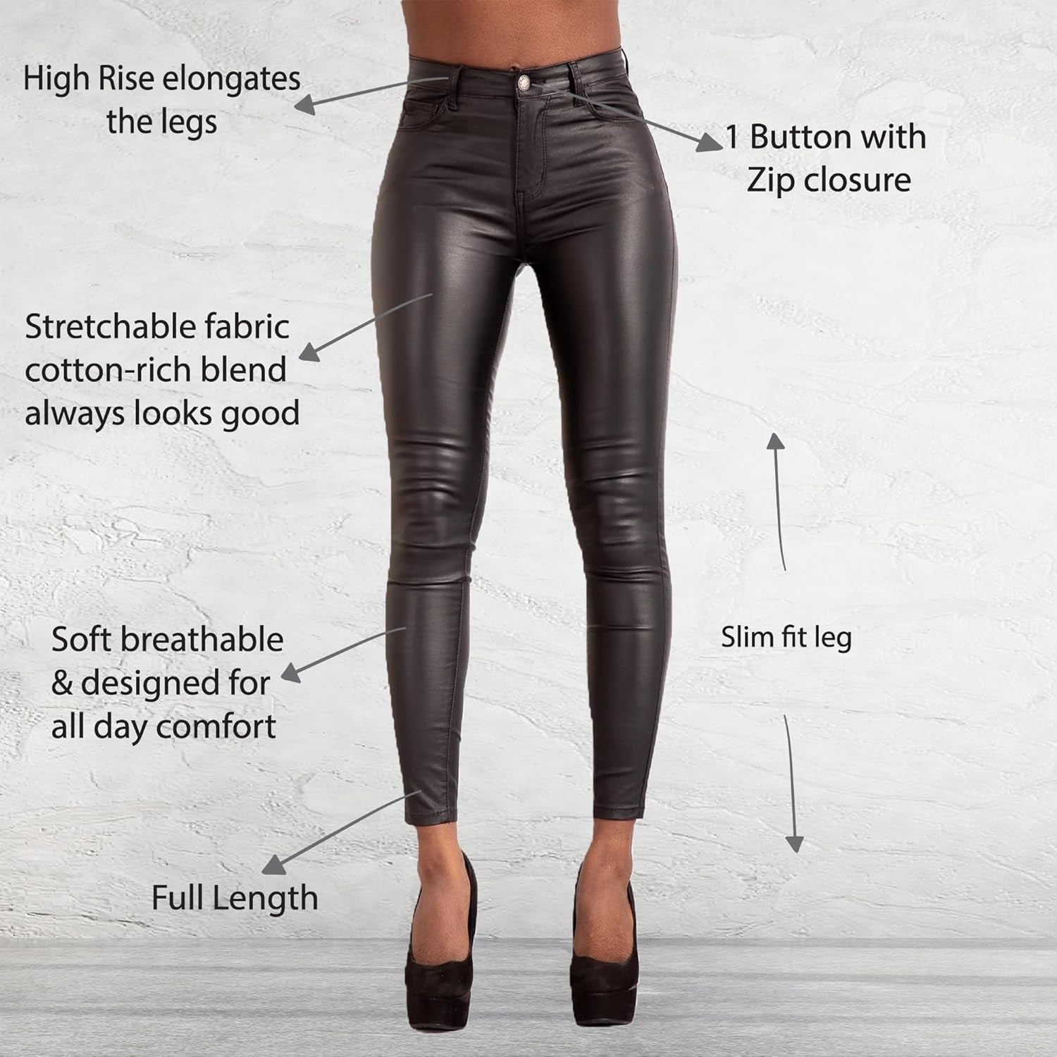 Vegan PU Leather Pants Women