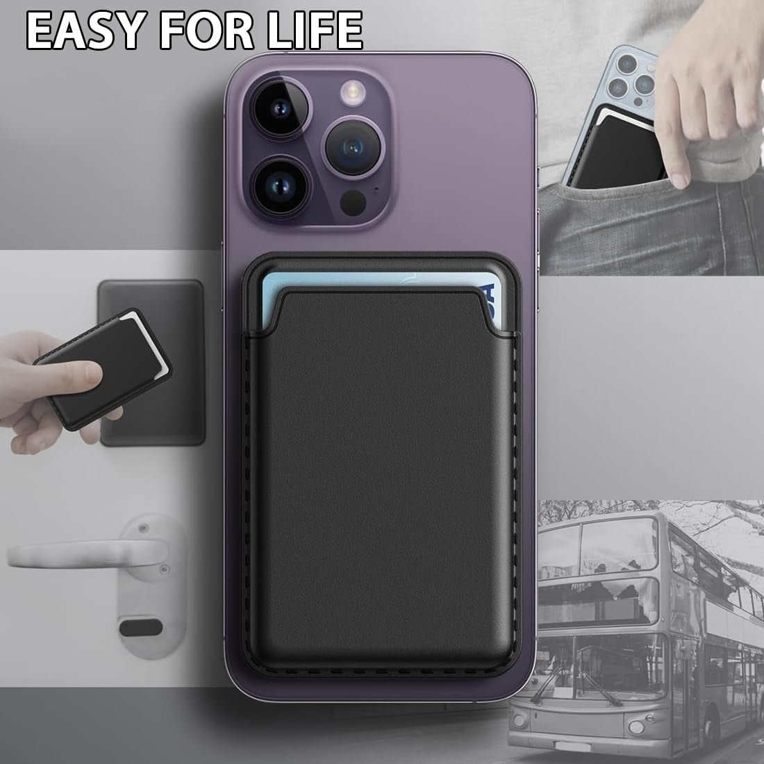 Vegan Leather Magnetic Wallet with RFID Protection