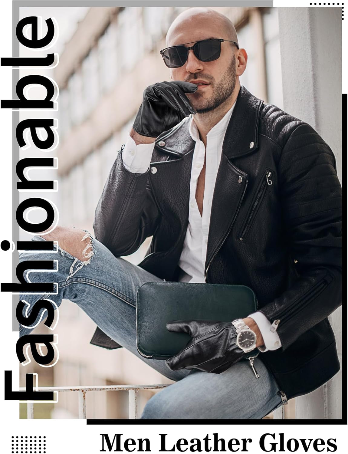 Vegan Thin PU Leather Gloves Men