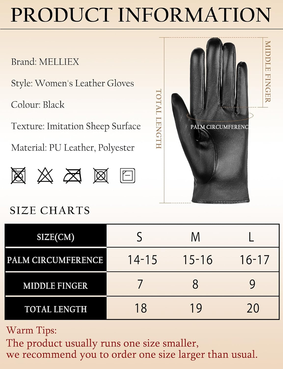 Vegan PU Leather Thin Gloves Women Style