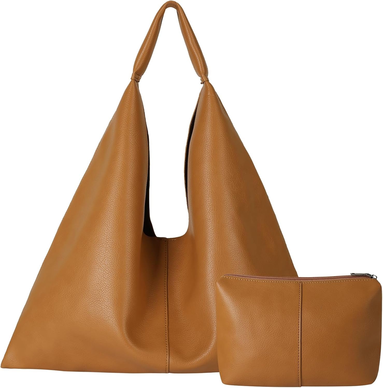 Vegan Leather Oversized Hobo Bag Damen – Light Brown