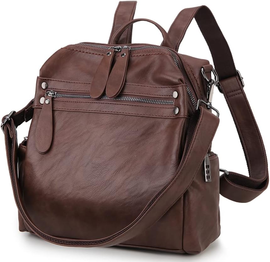 Vegan PU Leather Small Backpack Women