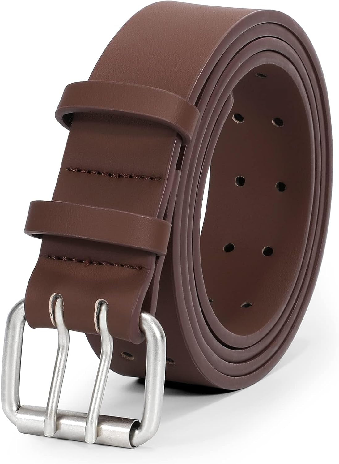 Vegan PU Leather Double Buckle Belt Herren