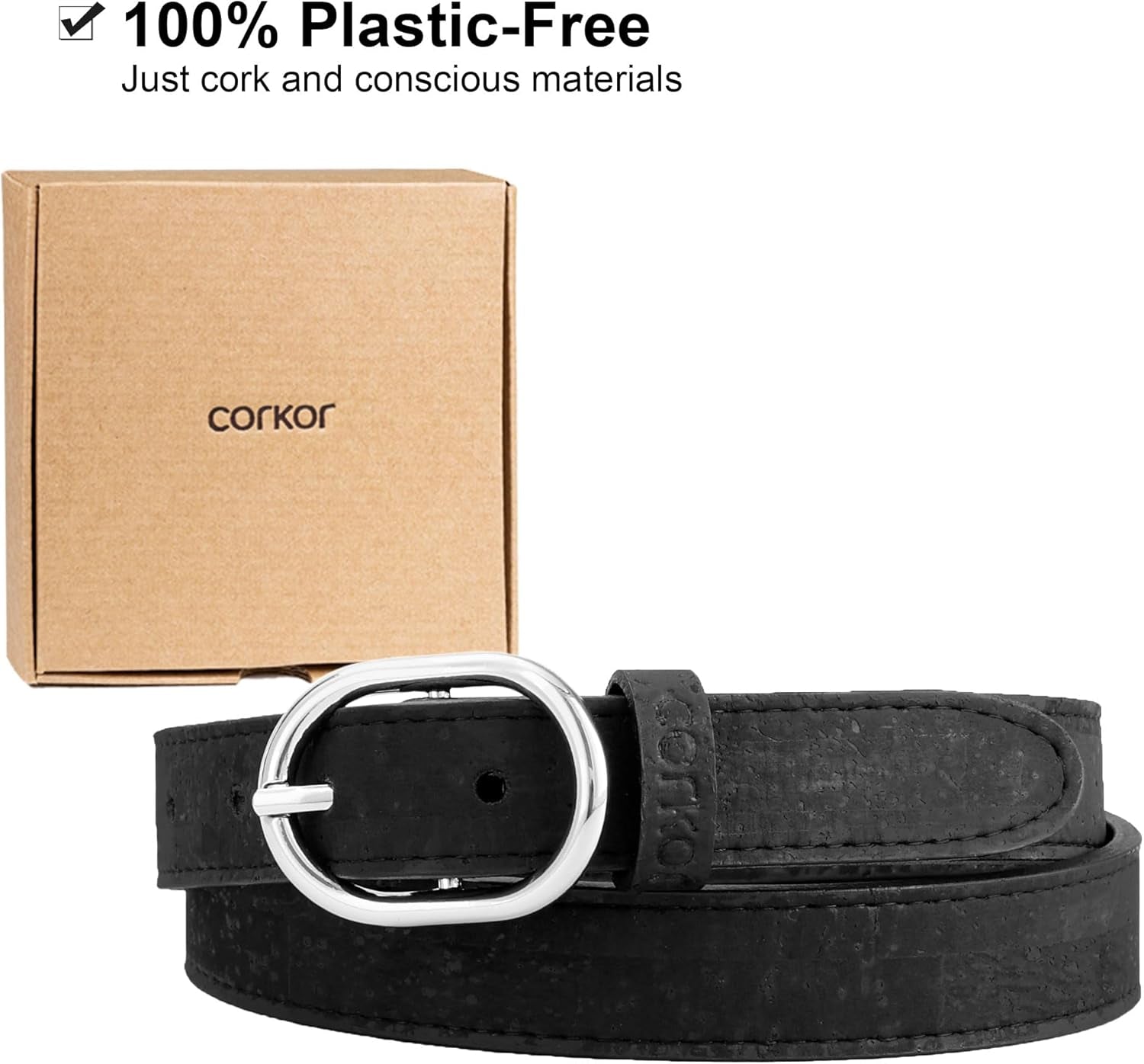 Vegan Cork Leather Jeans Belt Damen
