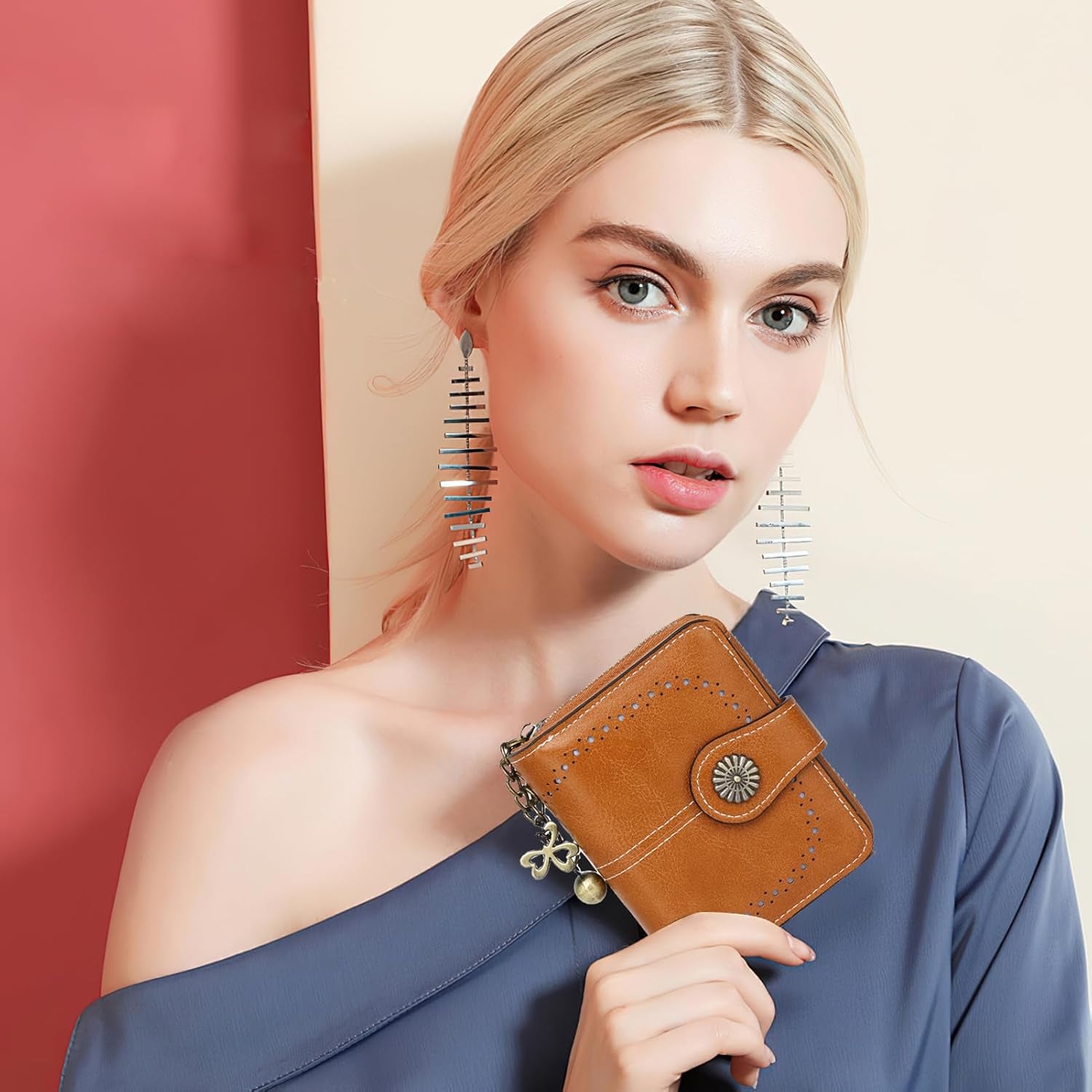 Vegan Leather Folded Wallet Damen Small