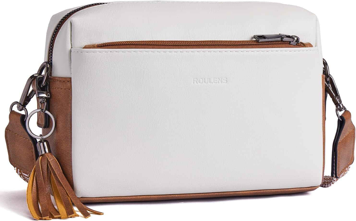 Vegan Leather Crossbody Bag Damen with Zipper Pockets