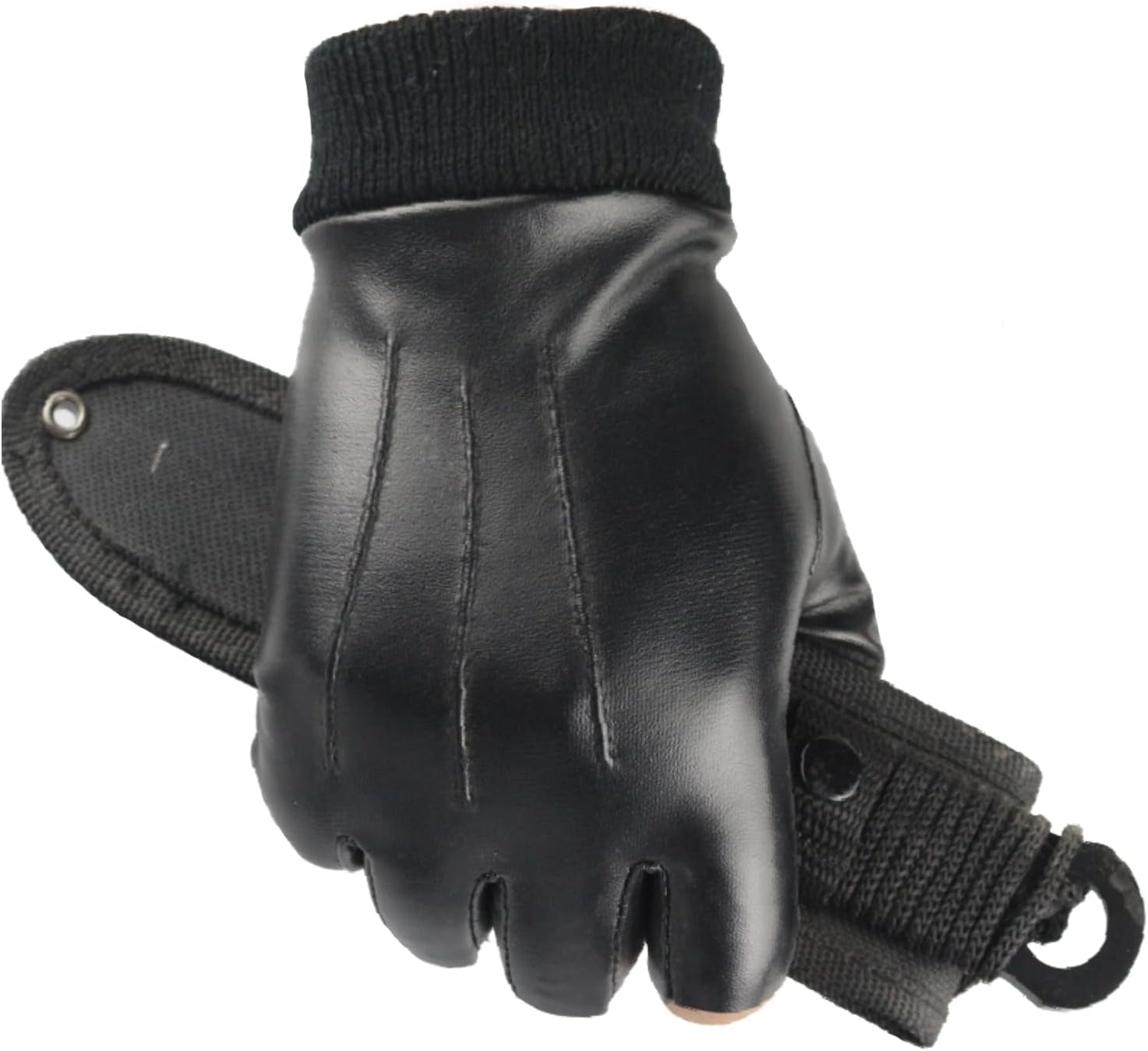 Vegan Fingerless PU Leather Gloves Men