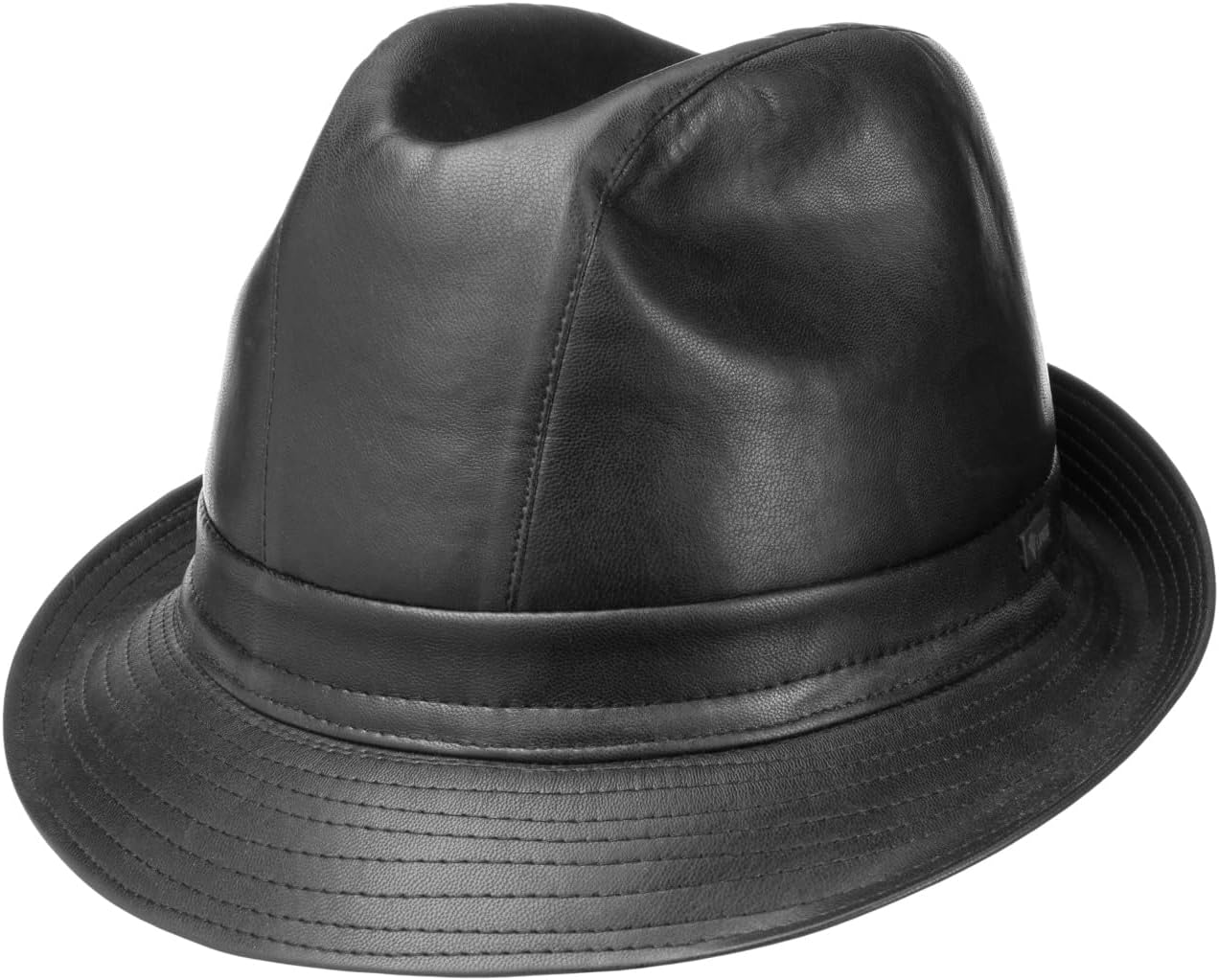 Vegan PU Leather Trilby Hat Men