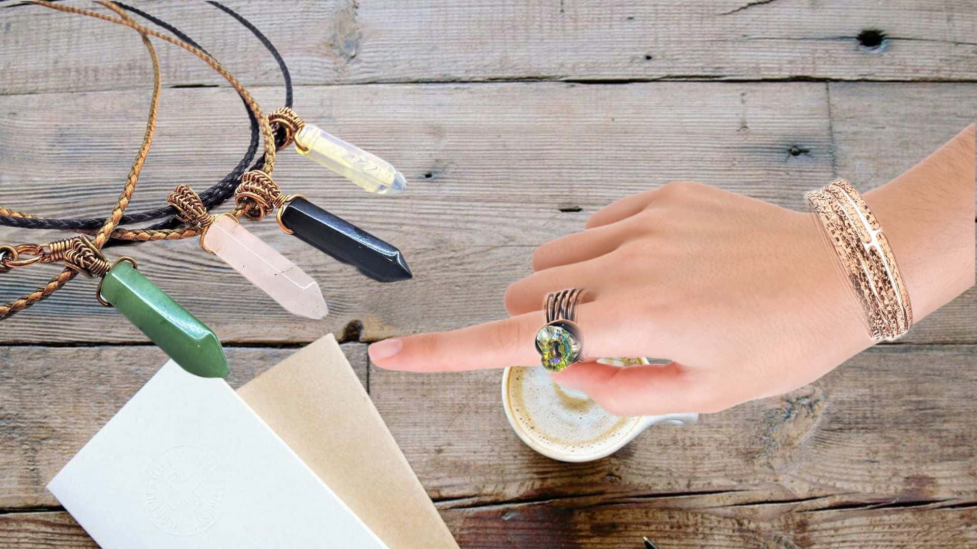 Vegan-Friendly Wire-Wrapped Crystal Pendant Necklace