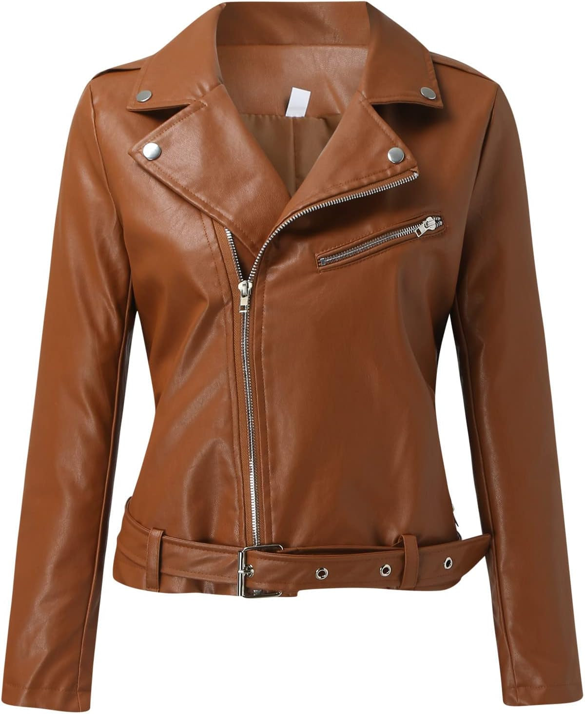 Vegan Faux Leather Biker Jacket Damen Slim