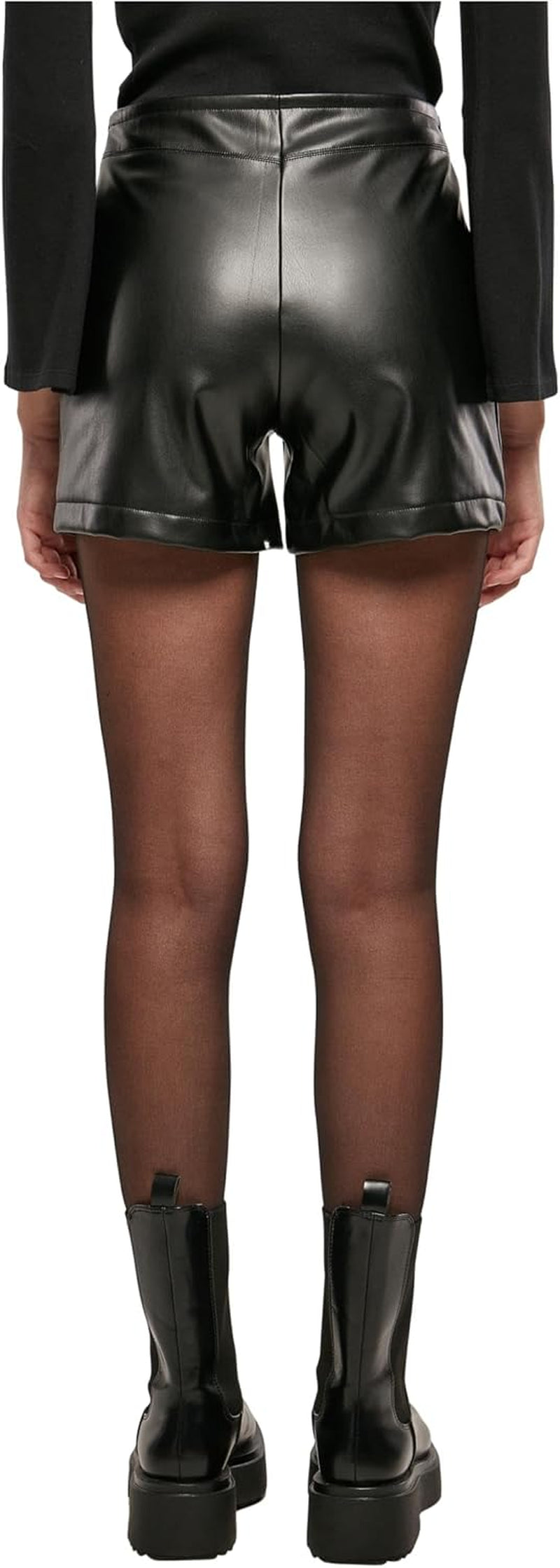 Vegan Synthetic Leather Shorts Women