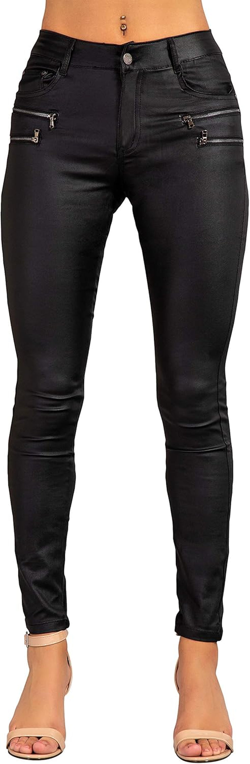 Vegan PU Leather Biker Pants Women