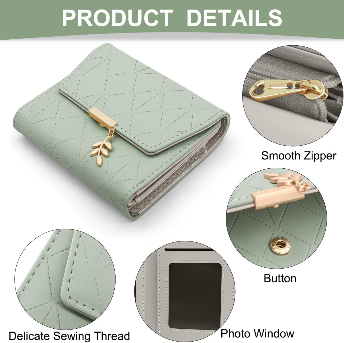 Vegan Leather Mini Wallet Damen with Coin & Card Slots