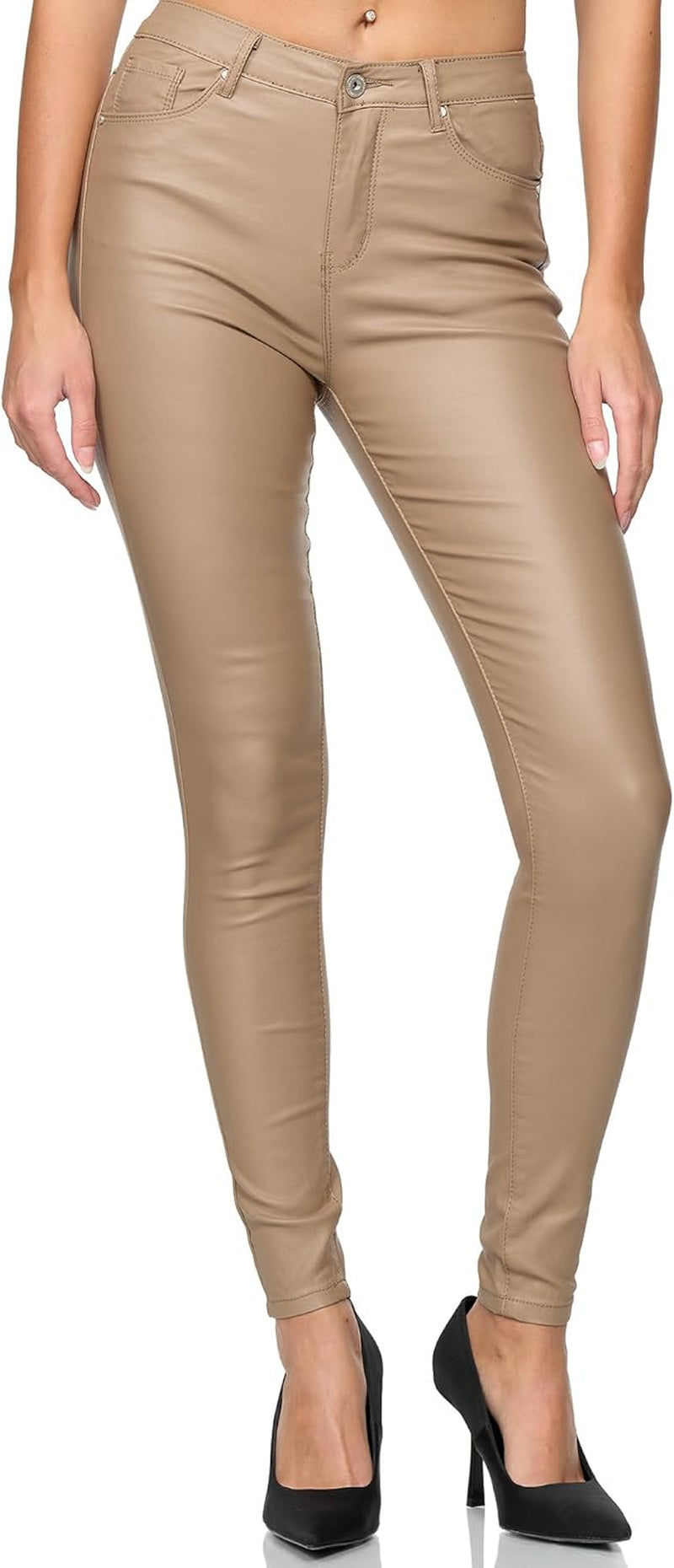 Vegan PU Leather Push-Up Pants Women