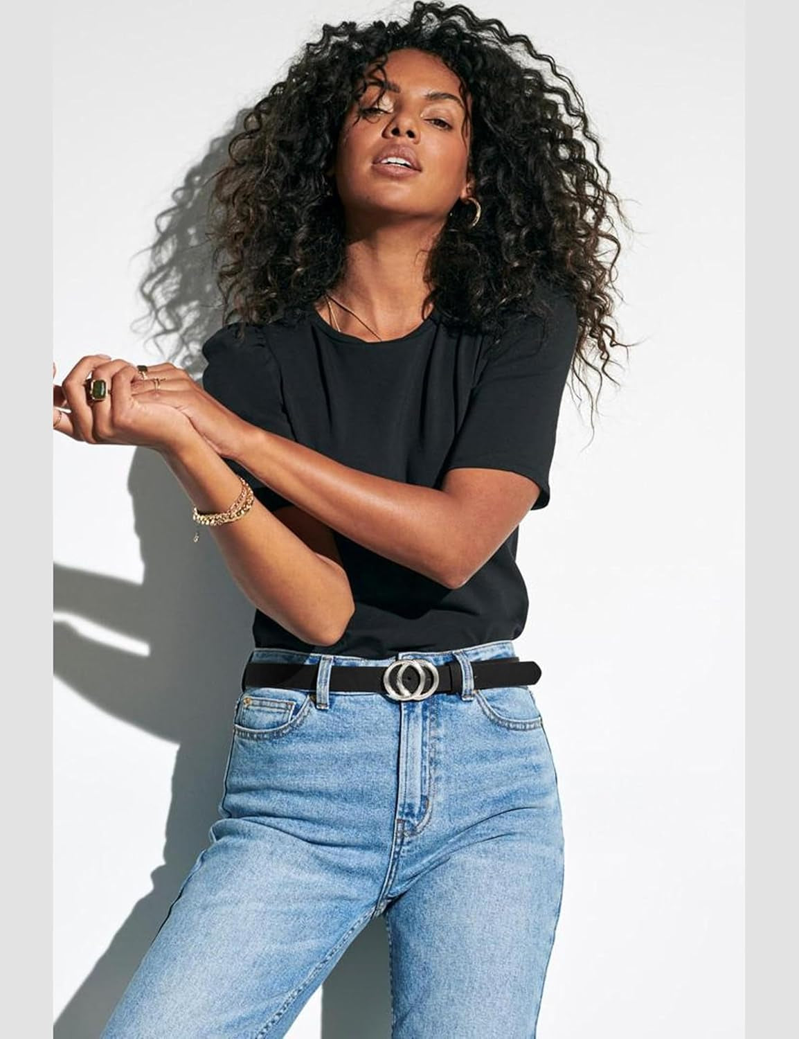 Vegan Faux Leather Jeans Belt Damen