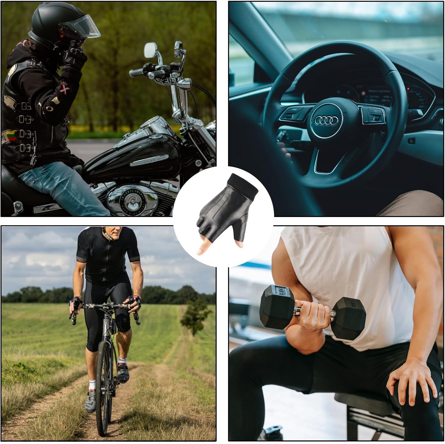 Vegan Fingerless PU Leather Gloves Men