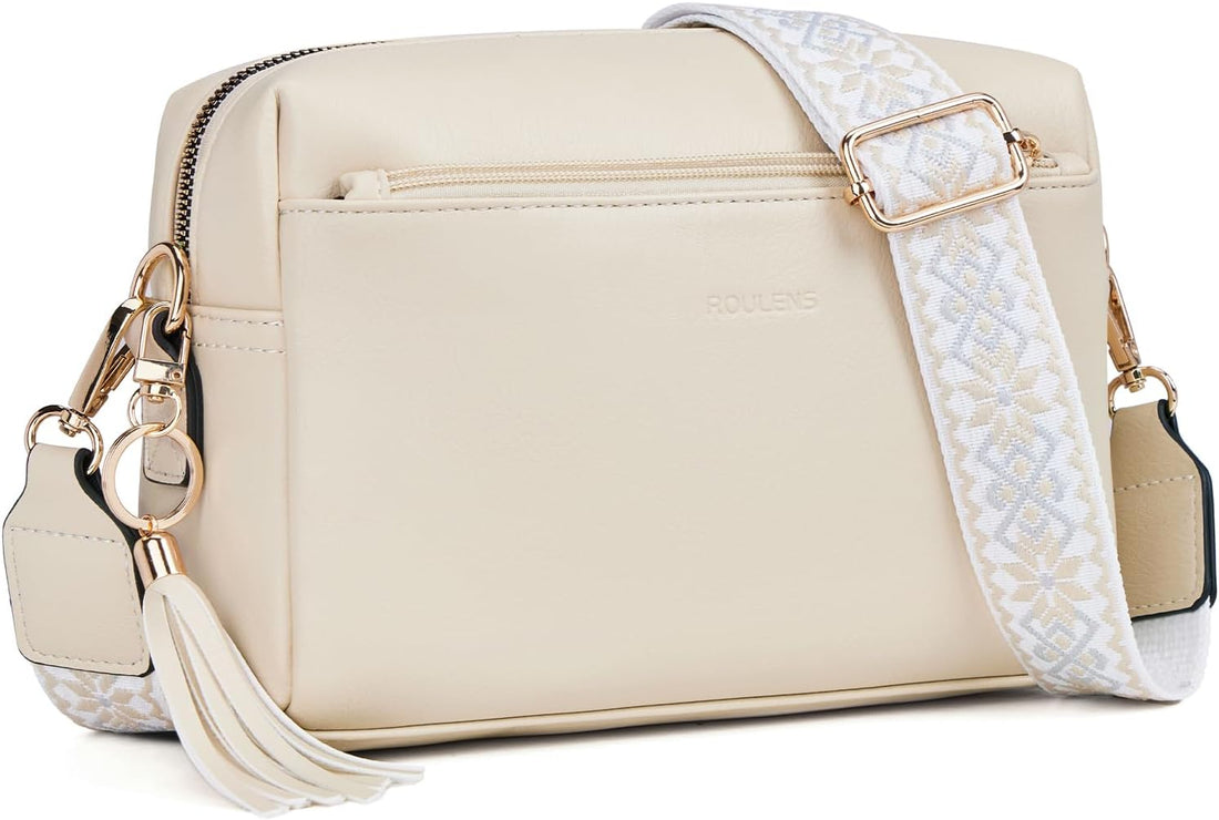 Vegan Leather Crossbody Bag Damen with Zipper Pockets