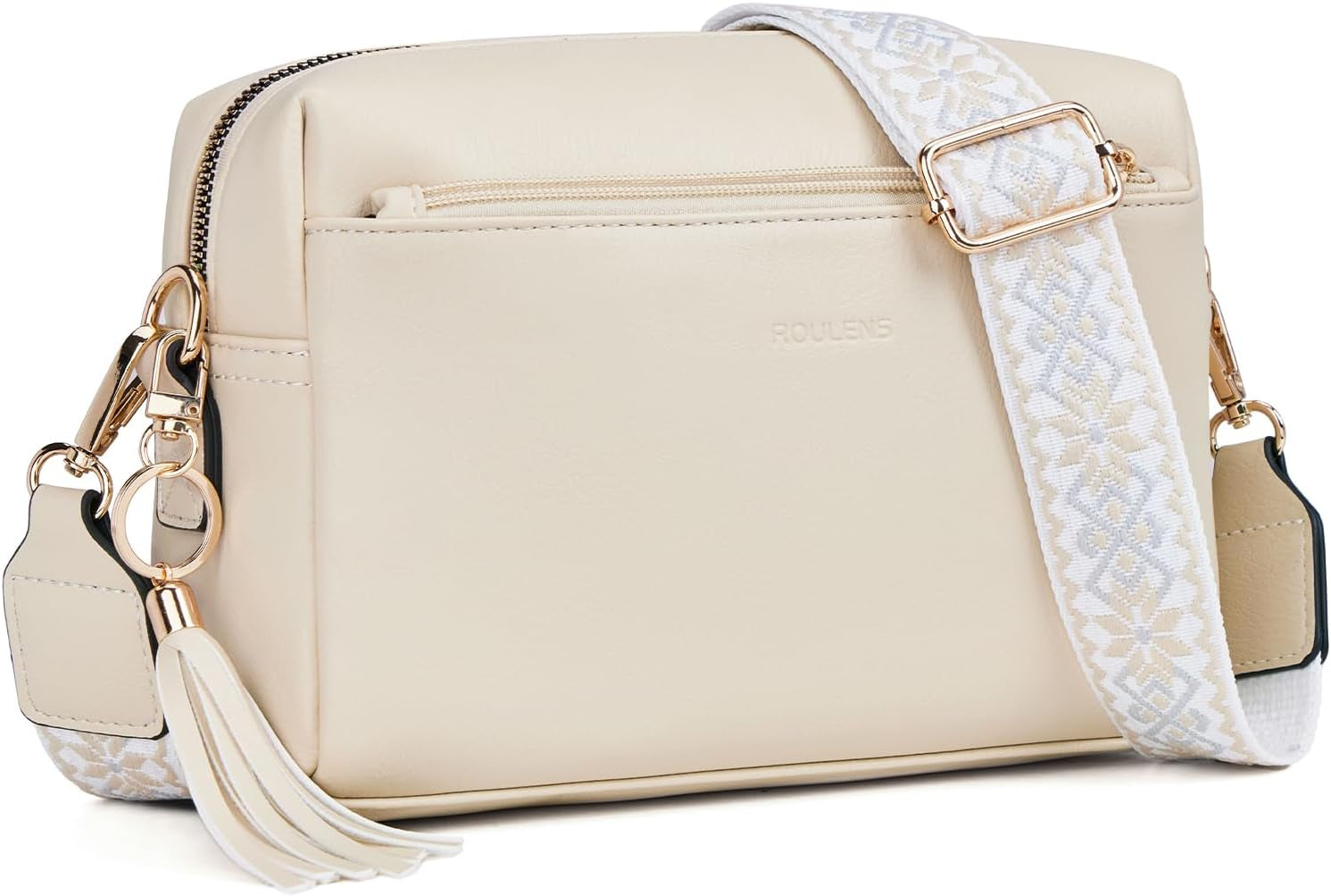 Vegan Leather Crossbody Bag Damen with Zipper Pockets