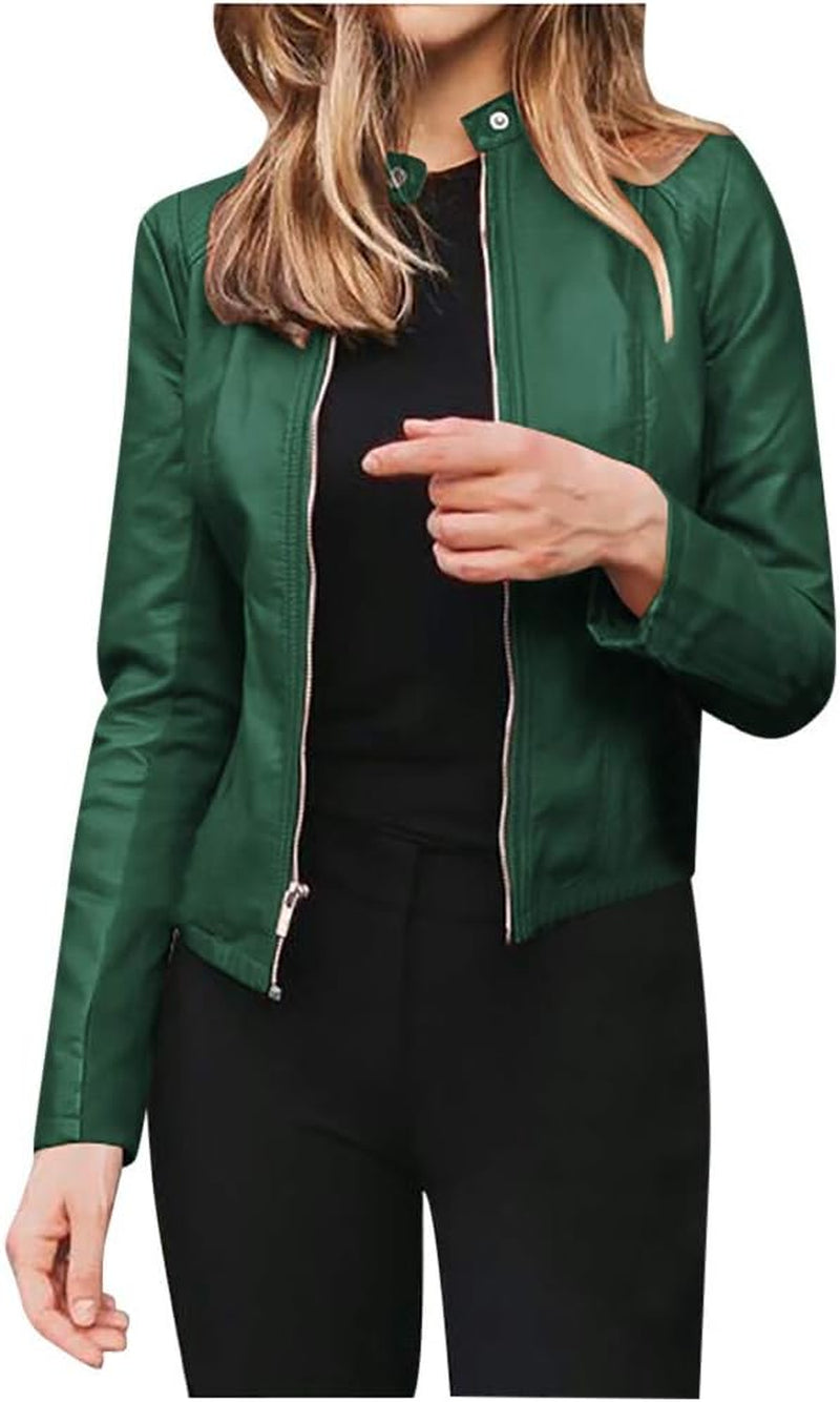 Vegan Faux Leather Biker Jacket Damen