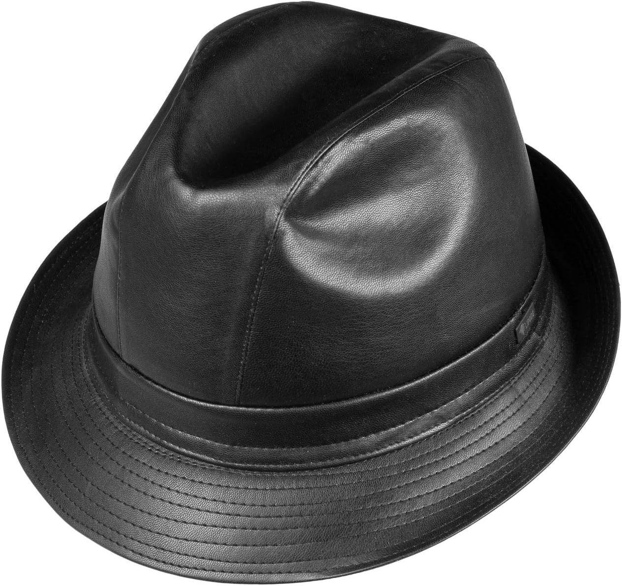 Vegan PU Leather Trilby Hat Men