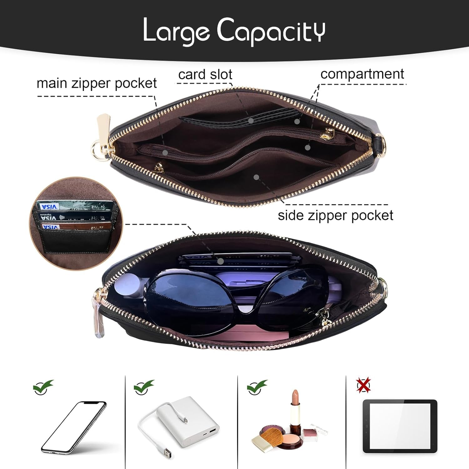 Vegan PU Leather Small Crossbody Bag Women