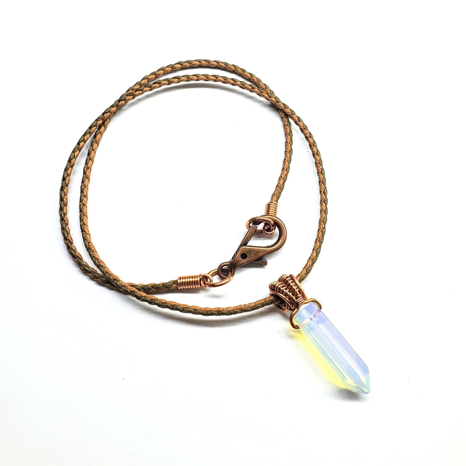 Vegan-Friendly Wire-Wrapped Crystal Pendant Necklace