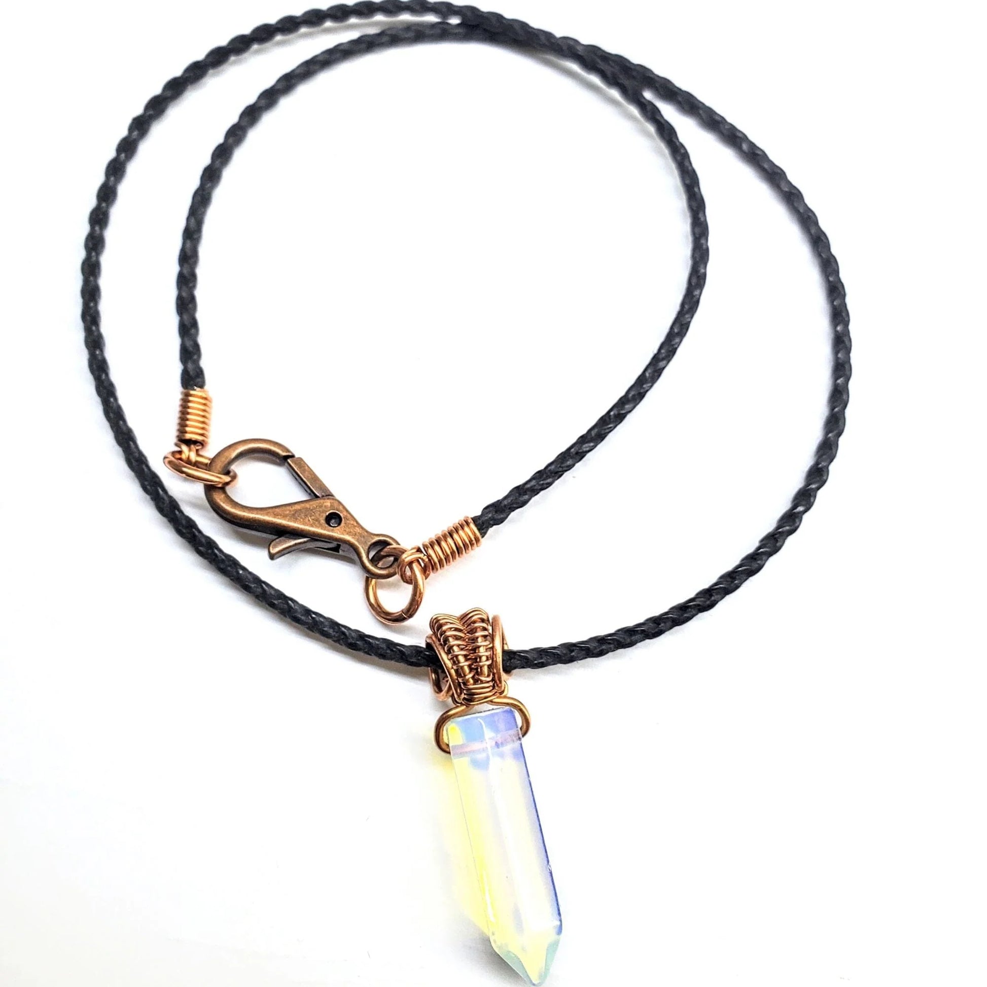 Vegan-Friendly Wire-Wrapped Crystal Pendant Necklace