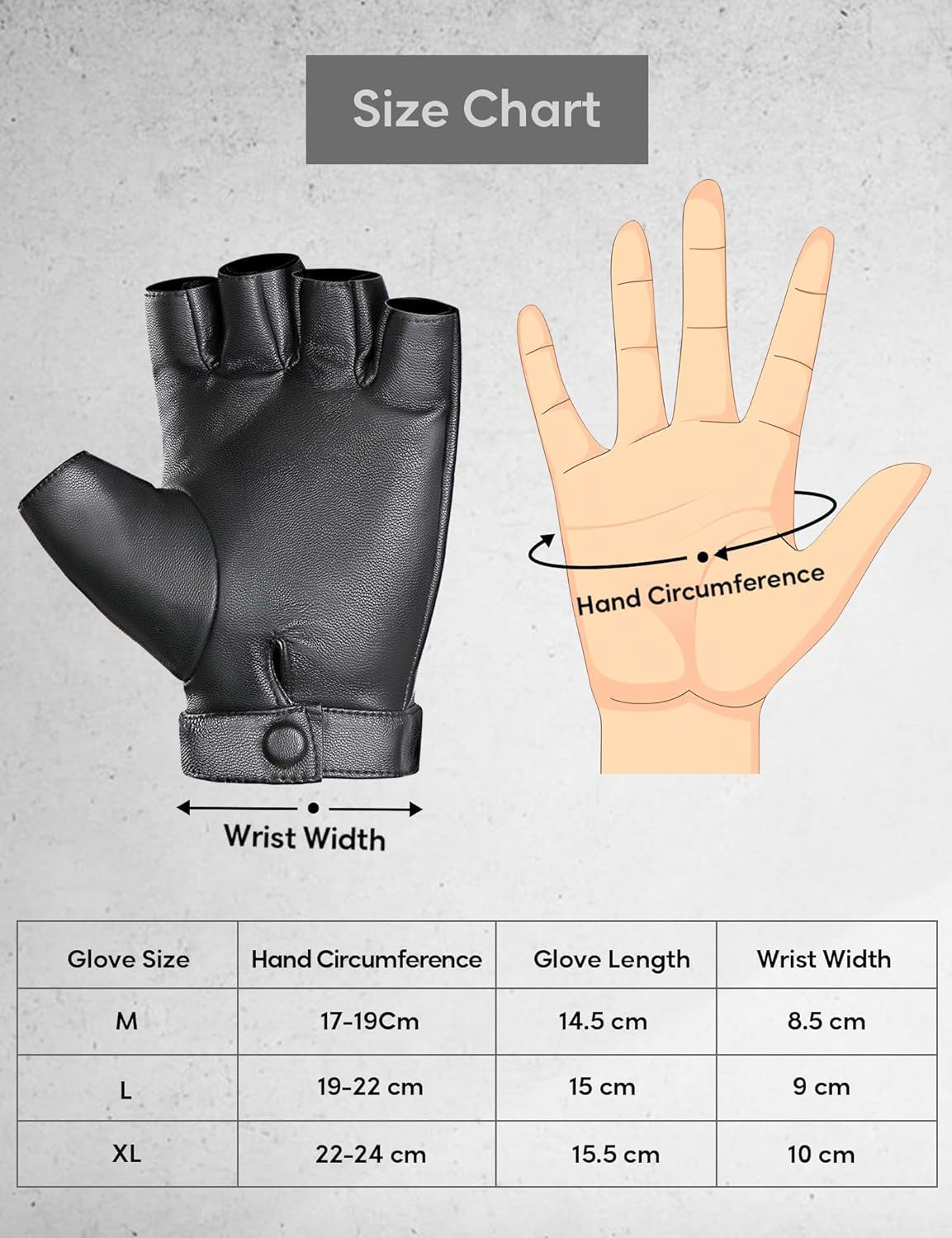 Vegan Fingerless PU Leather Gloves
