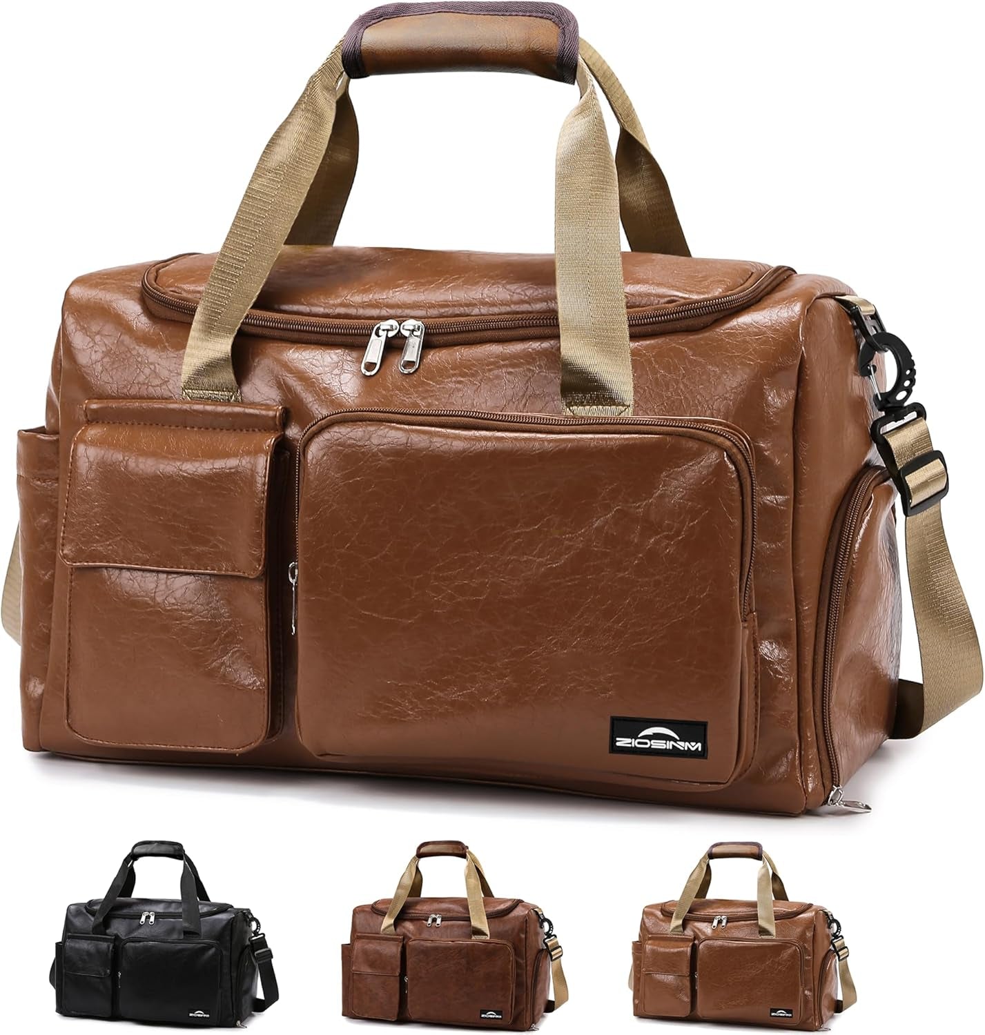 Vegan PU Leather Weekender Bag Men