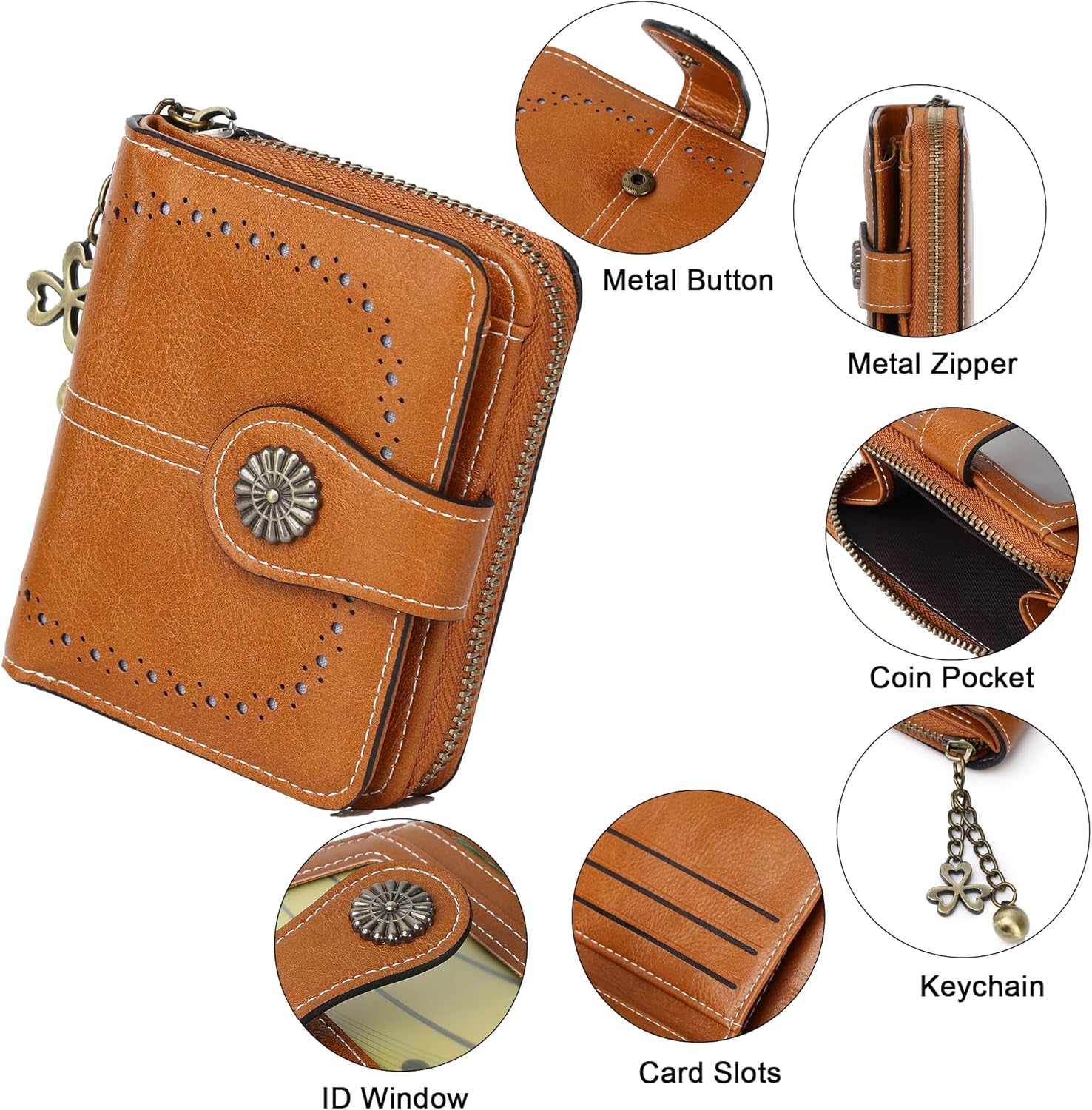 Vegan Leather Folded Wallet Damen Small