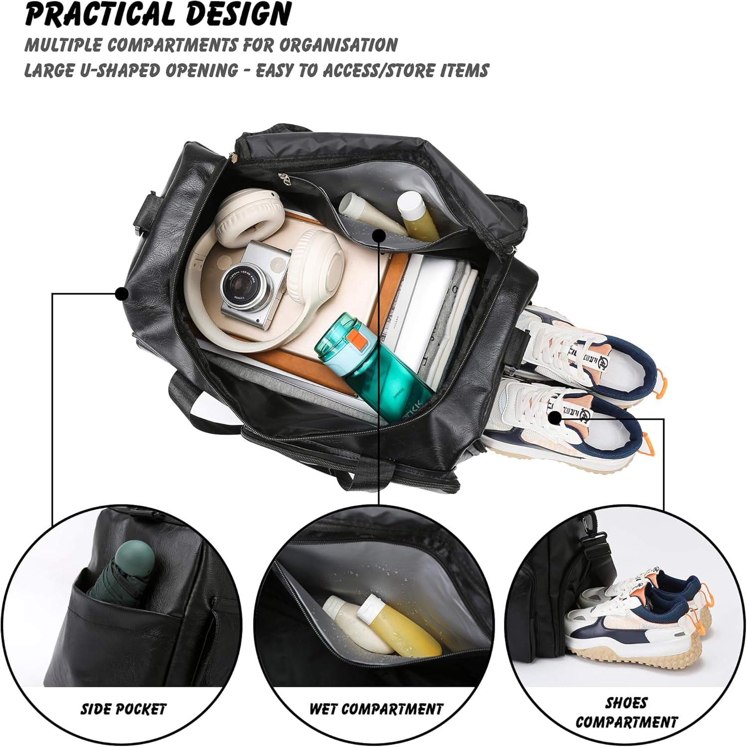 Vegan PU Leather Weekender Bag Men