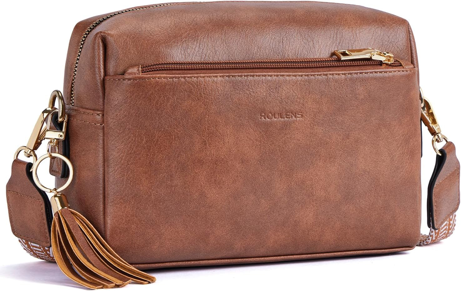 Vegan Leather Crossbody Bag Damen with Zipper Pockets