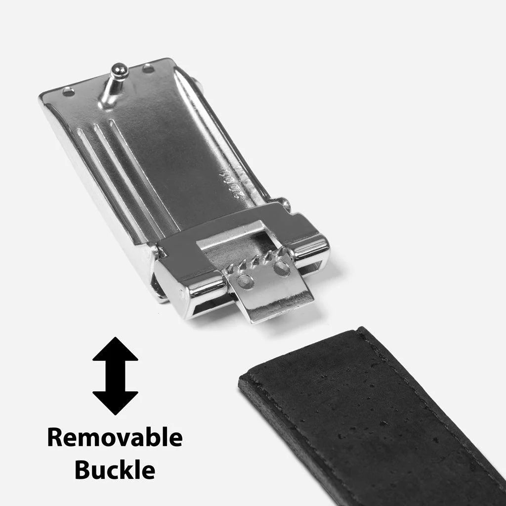 Stylish Reversible Cork Belt with Chic Plaque Buckle - 35mm (1 3/8")