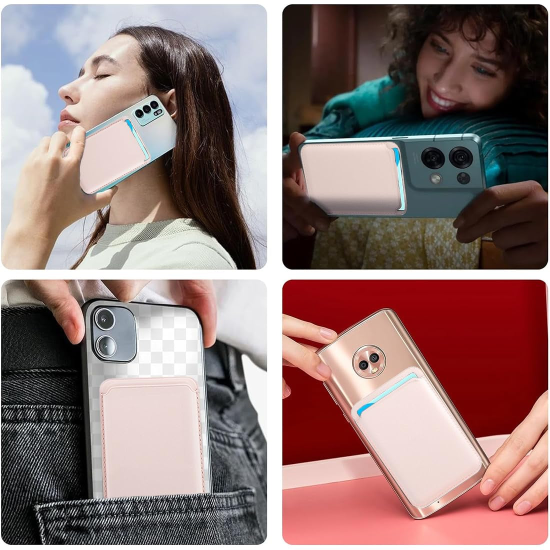 Vegan Leather Magnetic Wallet with RFID – Gray Pink