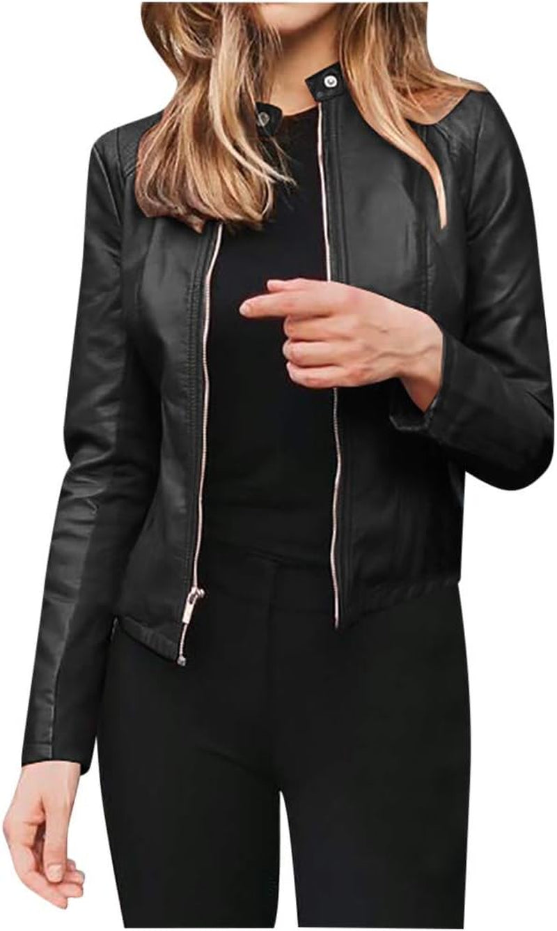 Vegan Faux Leather Biker Jacket Damen
