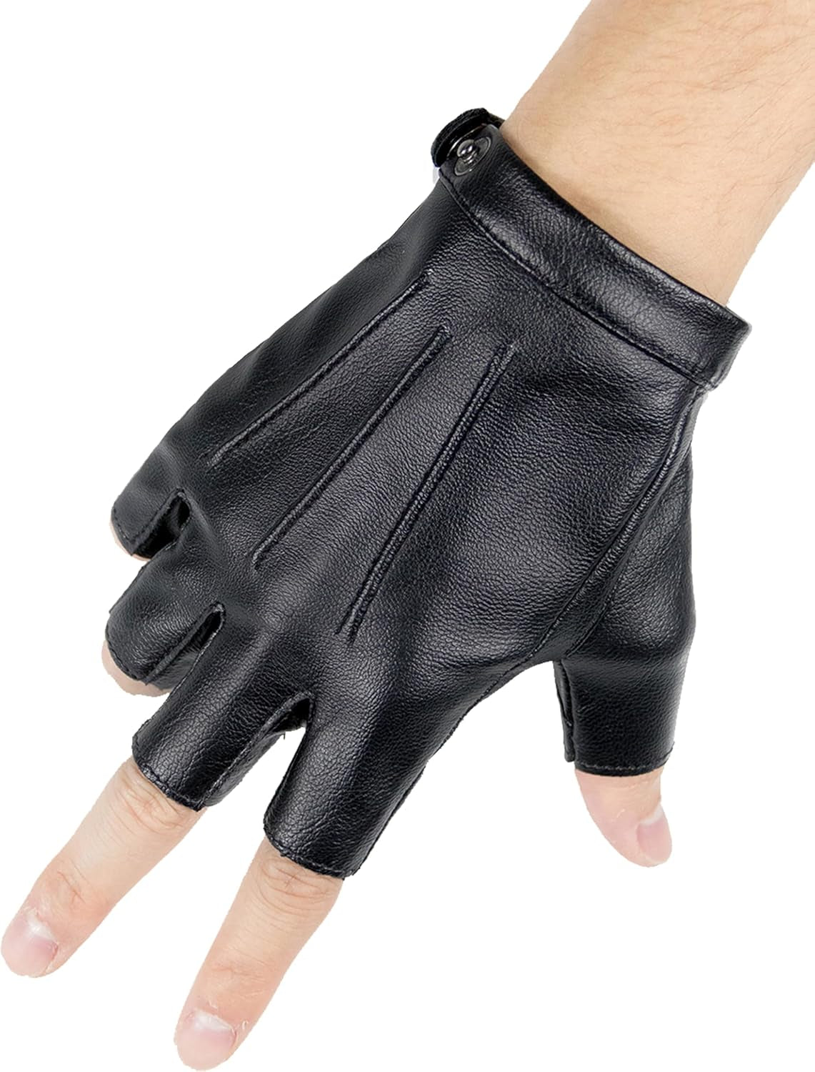 Vegan Leather Half Finger Driving Gloves
