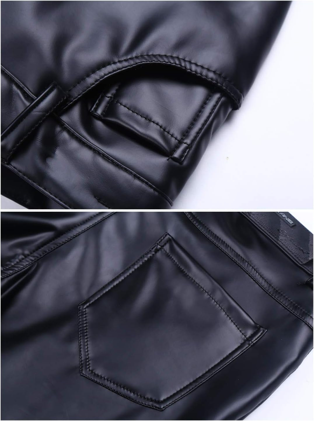 Vegan PU Leather Slim Fit Pants Men