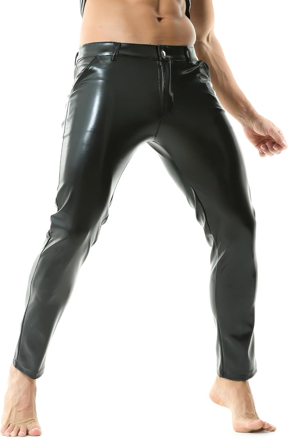 Vegan PU Leather Wetlook Leggings Men