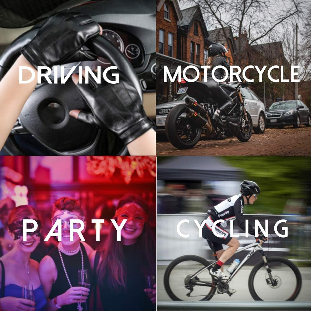 Vegan Leather Half Finger Driving Gloves