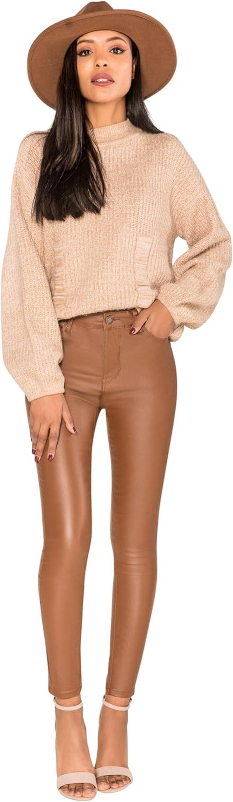 Vegan PU Leather Pants Women