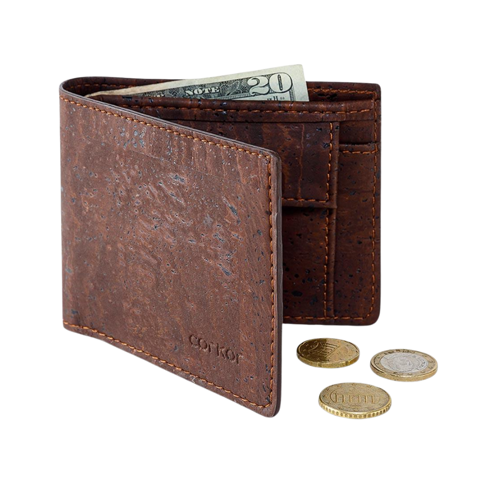 Cork Vegan Wallet Featuring Coin Compartment