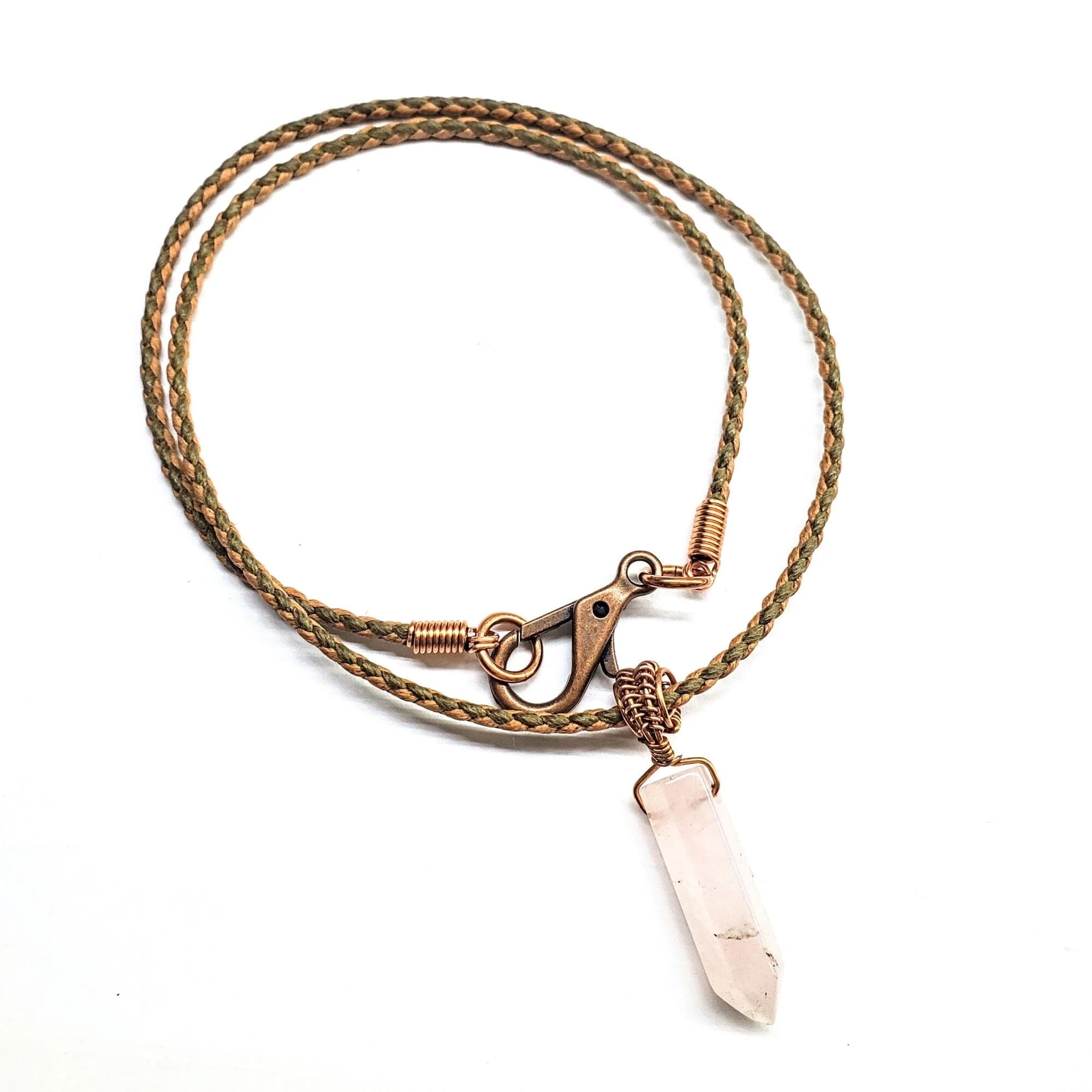 Vegan-Friendly Wire-Wrapped Crystal Pendant Necklace