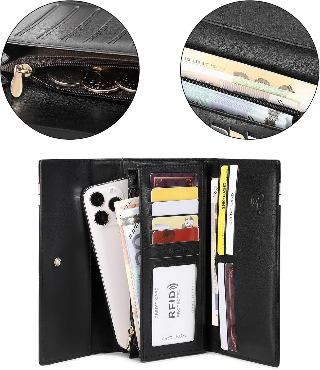 Vegan Leather Slim Wallet Damen with RFID