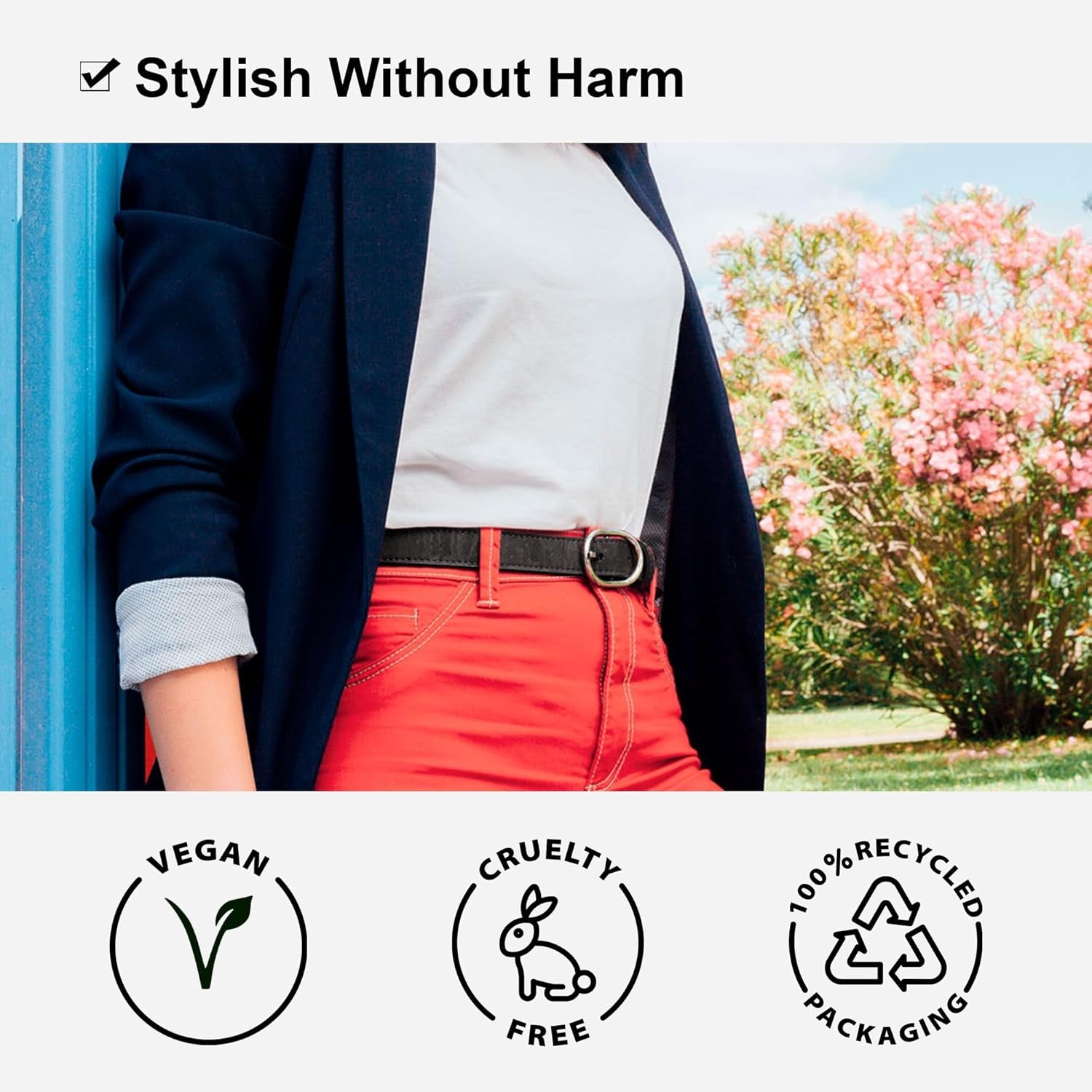 Vegan Cork Leather Jeans Belt Damen