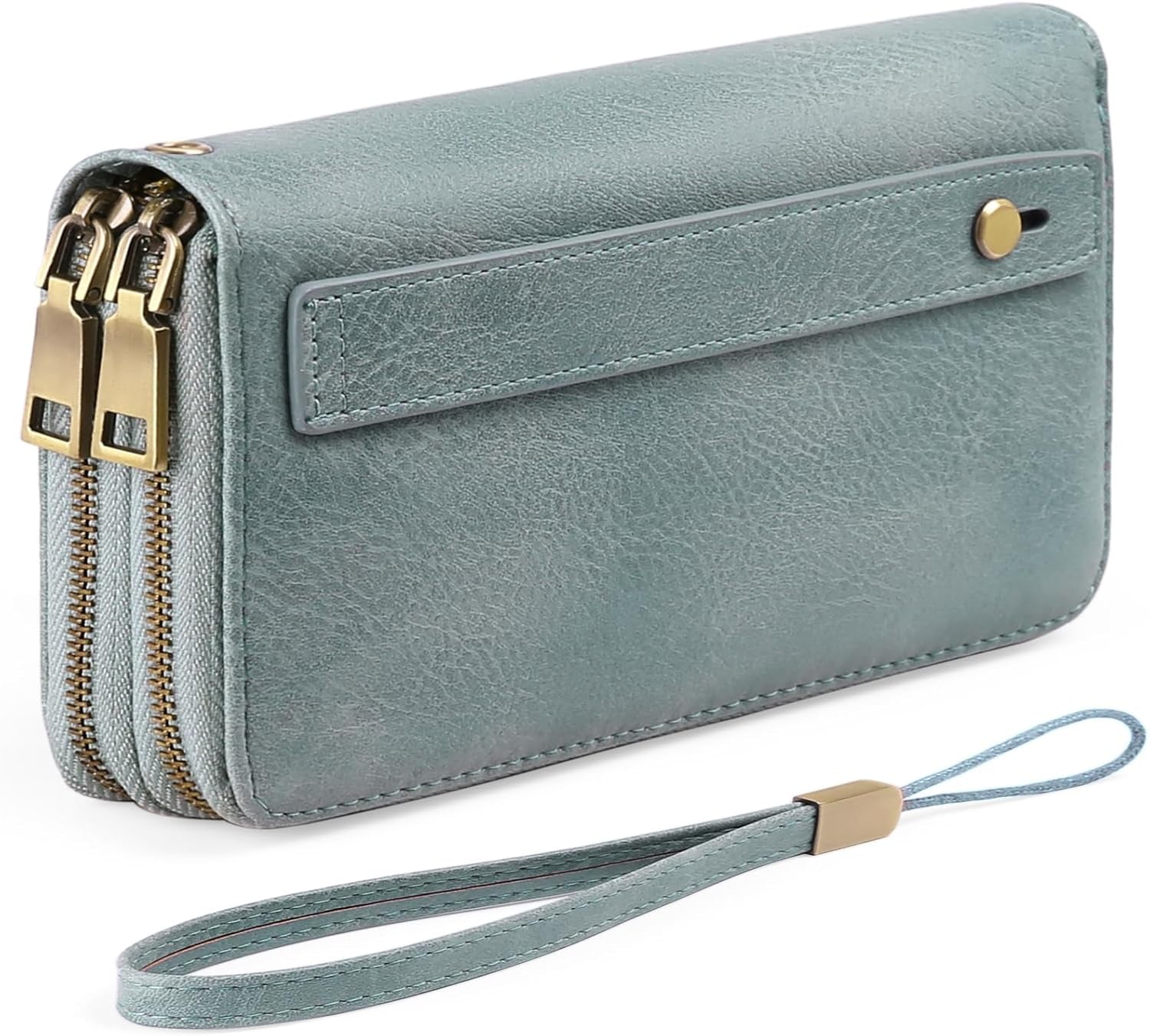 GAEKEAO Geldbörse Damen Groß, Portemonnaie Veganes Leder Doppel Reißverschluss Kreditkartenetui, RFID Schutz Clutch Geldbeutel Groß, Mit Viel Kartenfächern Wallet, Portmonee Für Frauen